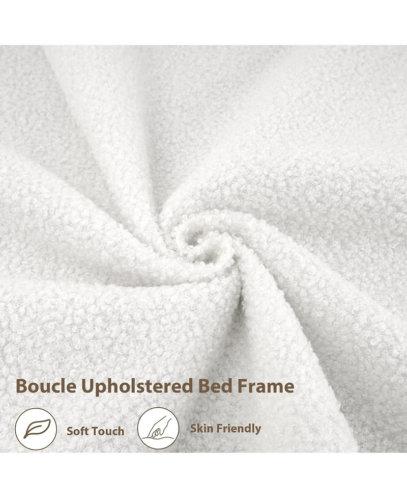 Homfan Upholstered Bed Frame with Storage Headboard, Led Lights