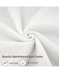 Homfan Upholstered Bed Frame with Storage Headboard, Led Lights