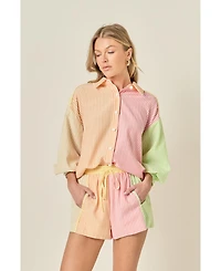 English Factory Women's Striped Colorblock Shirt