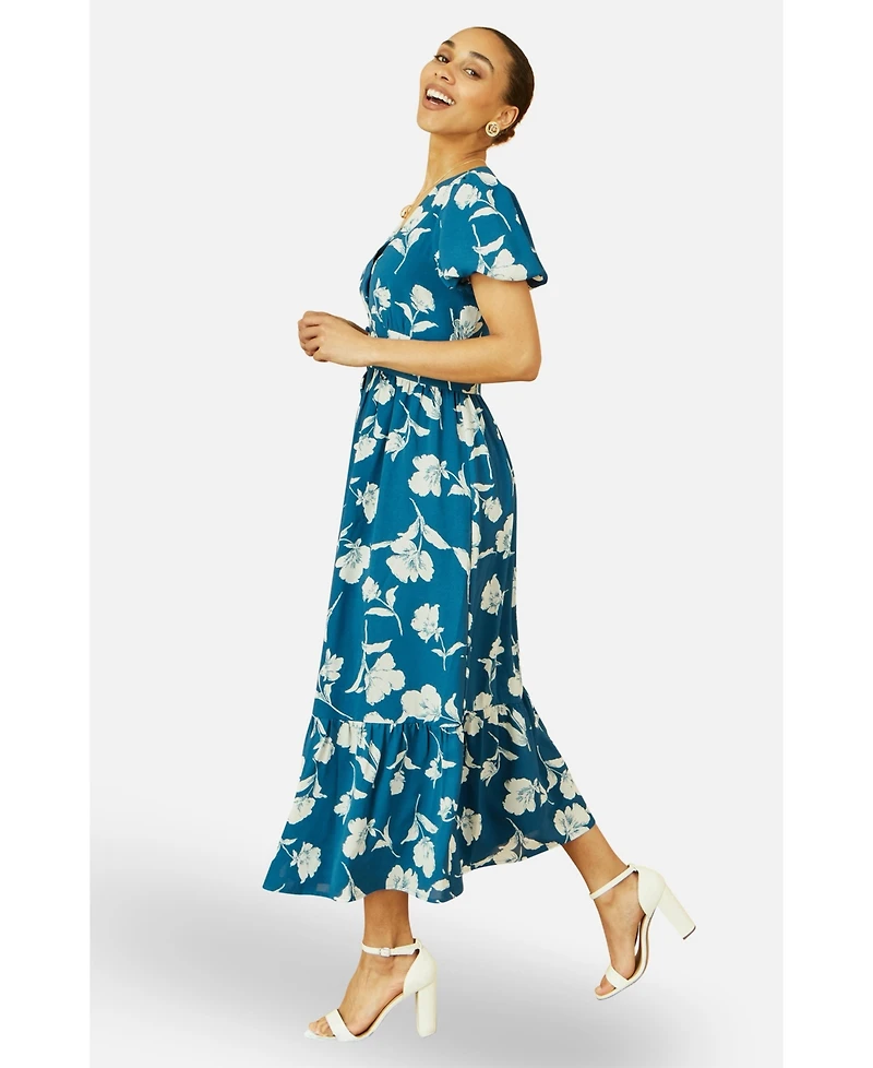 Yumi Women's Floral Button Down Midi Dress