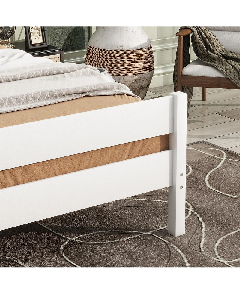 Sailvan Rubber Wood Platform Bed Frame with Headboard and Footboard, Space-Saving Design