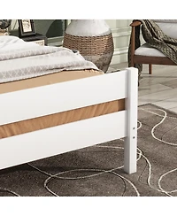 Sailvan Rubber Wood Platform Bed Frame with Headboard and Footboard, Space-Saving Design