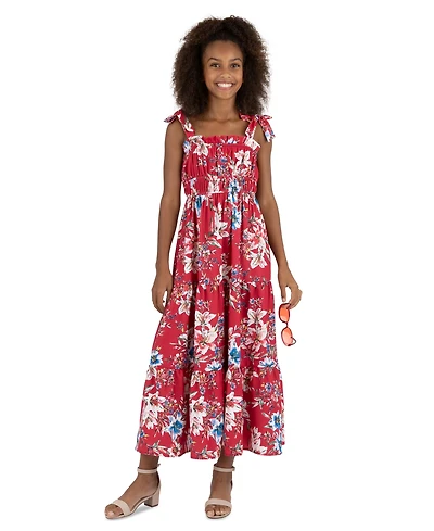 Speechless Girls' 7-16 Floral Printed Maxi with Straps Dress Sunglass