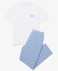 Lacoste Men's Short-Sleeve T-Shirt and Pajama Pants, 2-Piece Set