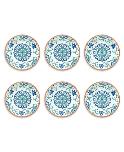 Abode Homewares Rio Turquoise Floral Melamine Salad Plates, Set Of 6