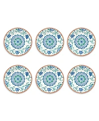 Abode Homewares Rio Turquoise Floral Melamine Salad Plates, Set Of 6