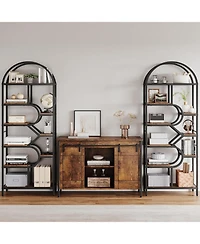 gaomon Tall 6-Tier Arched Bookshelf with Geometric Metal Frame, Modern Display Rack