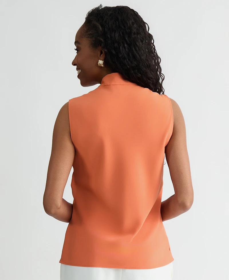 Kasper Women's Solid Sleeveless Tie-Neck Blouse