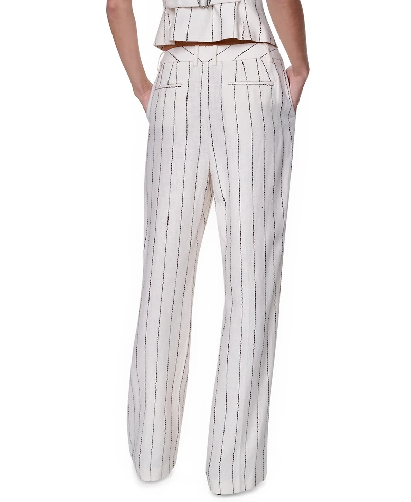 Dkny Women's Heavy Top Stitch Striped Pants