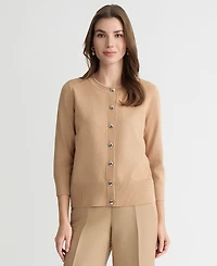 Kasper Women's 3/4-Sleeve Crewneck Cardigan Sweater