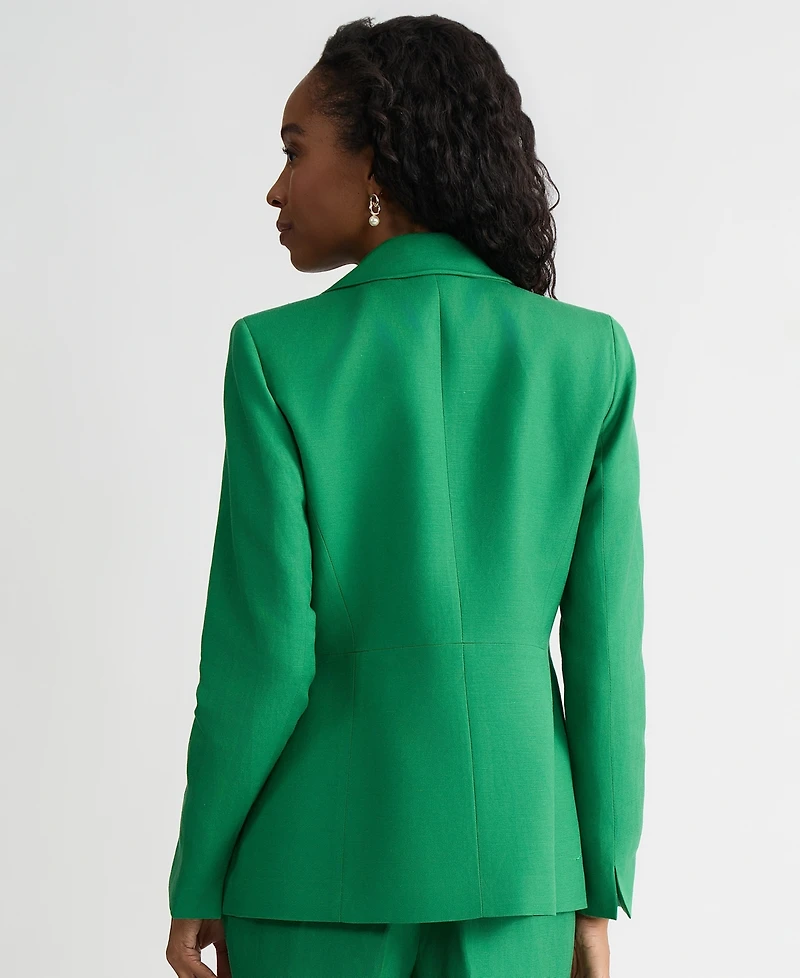 Kasper Women's Linen Notched Collar One-Button Blazer