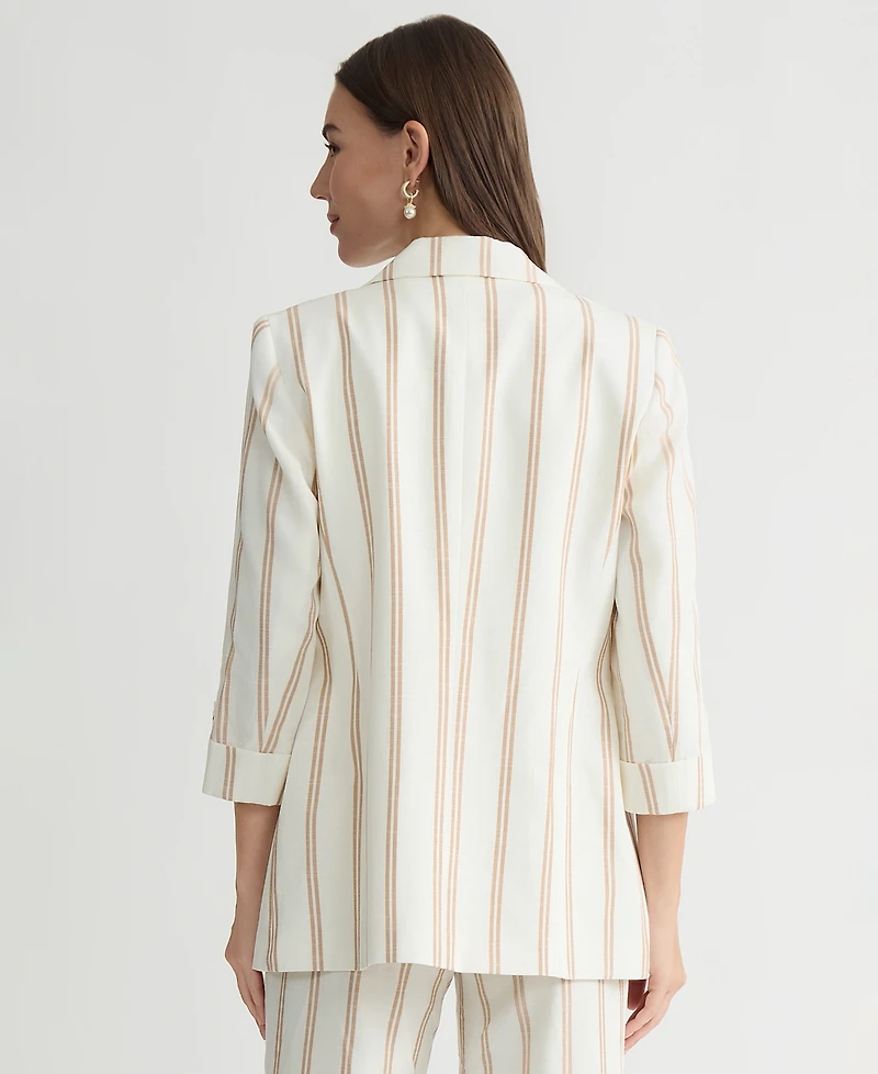 Kasper Women's Striped 3/4-Sleeve Double-Breasted Blazer, Regular & Petite