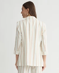 Kasper Women's Striped 3/4-Sleeve Double-Breasted Blazer, Regular & Petite