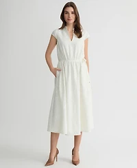 Kasper Women's Lace Drawstring-Waist Midi Dress
