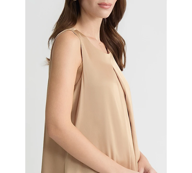 Kasper Women's Sleeveless Pleated Satin Top, Regular & Petite