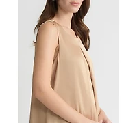 Kasper Women's Sleeveless Pleated Satin Top, Regular & Petite