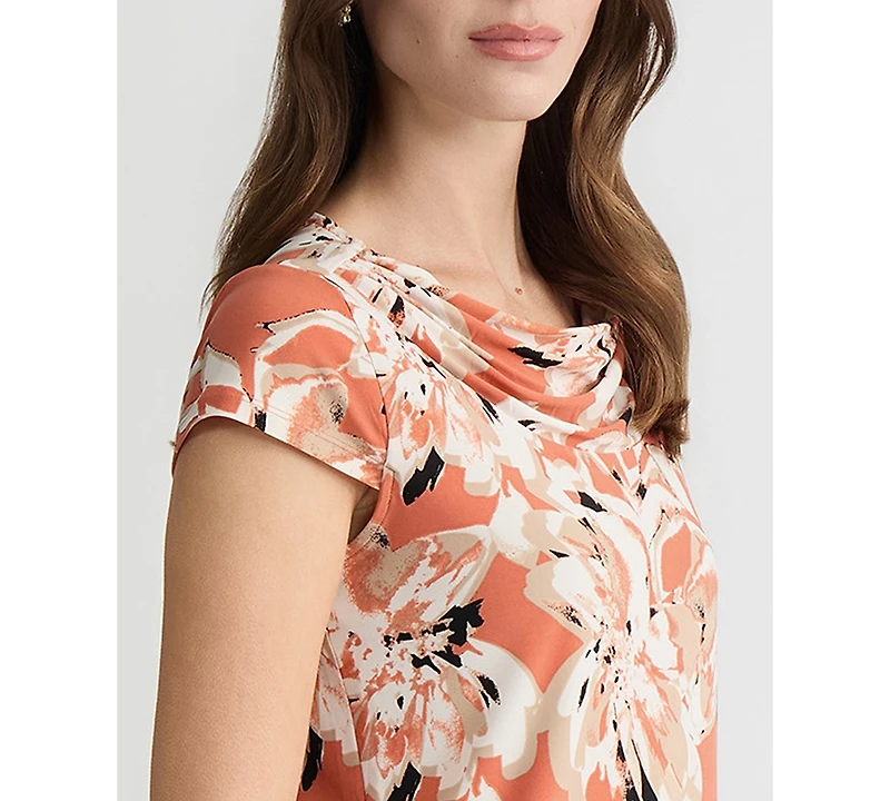 Kasper Women's Cowl-Neck Cap-Sleeve Top
