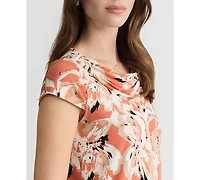 Kasper Women's Cowl-Neck Cap-Sleeve Top