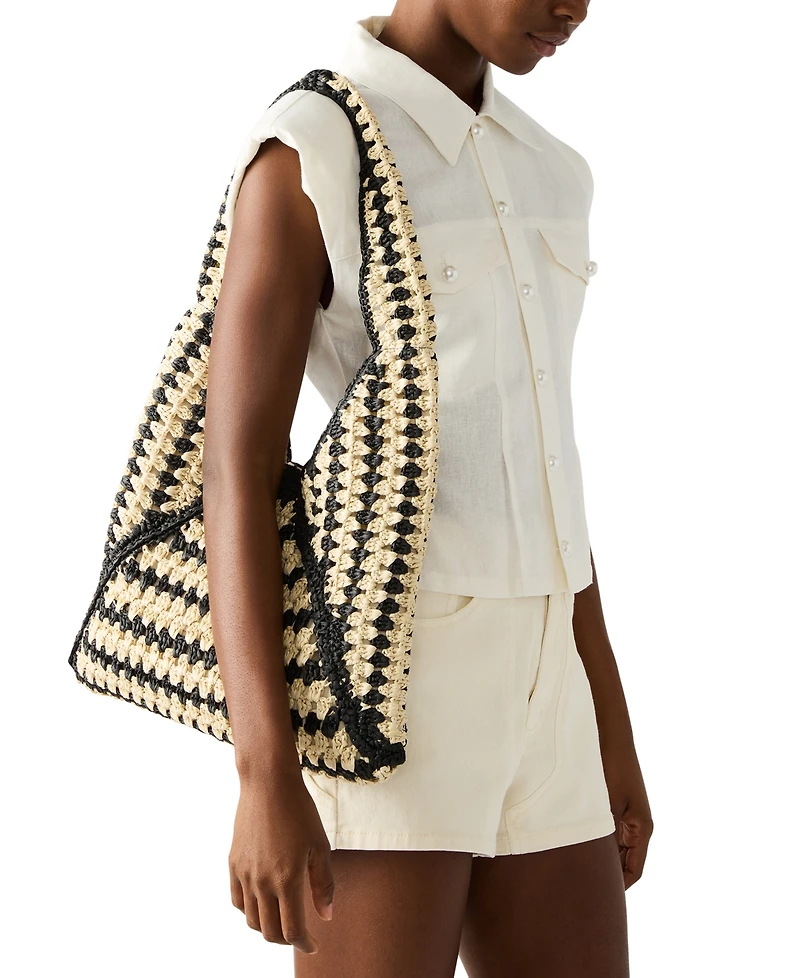 Steve Madden Voodoo Raffia Large Hobo Handbag