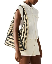 Steve Madden Voodoo Raffia Large Hobo Handbag