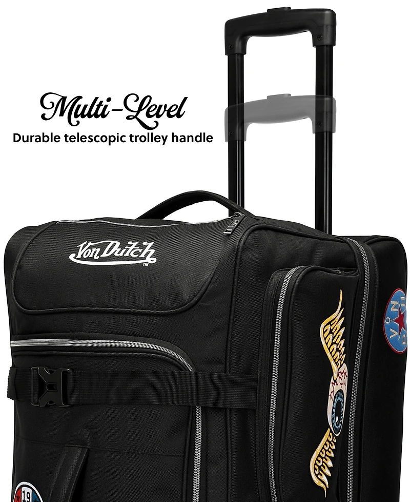 Von Dutch Signature Patch 20" Carry-On Rolling Duffel