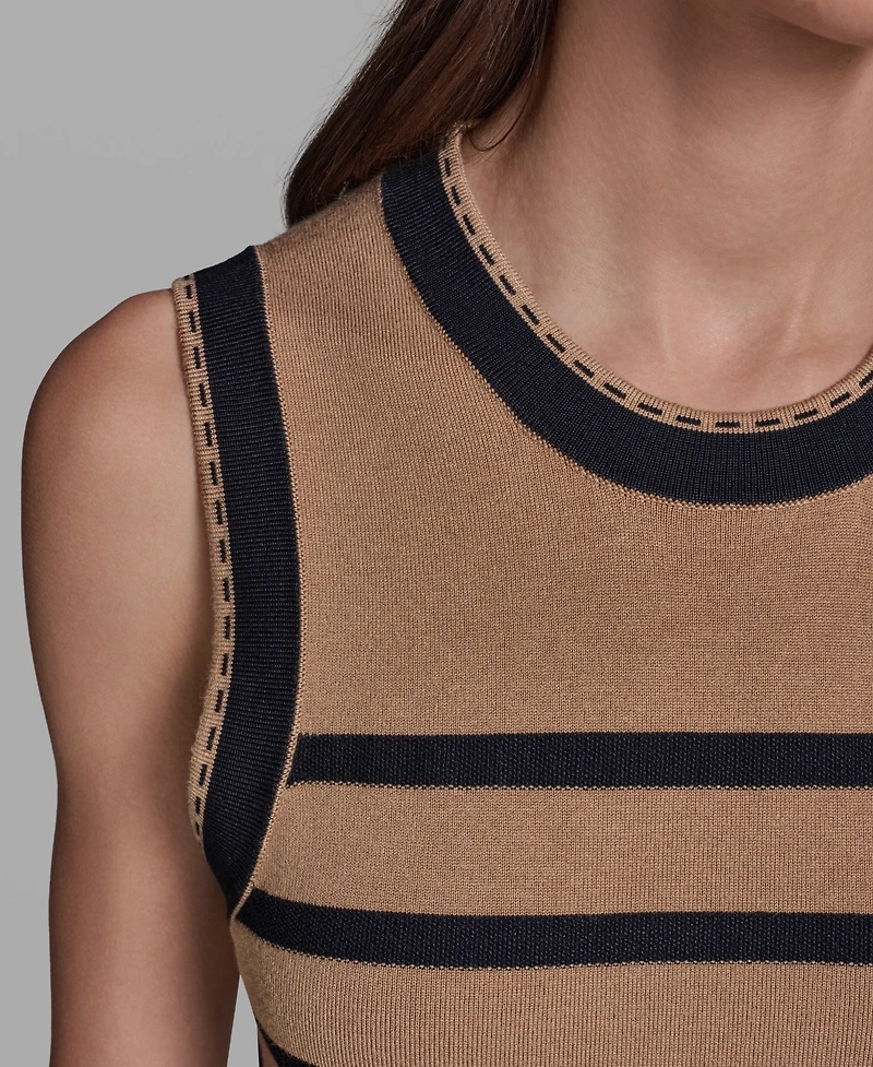 Karl Lagerfeld Paris Women's Sleeveless Stripe Sweater