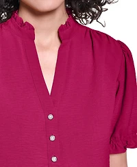 Karl Lagerfeld Paris Women's V-Neck Short-Sleeve Top