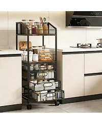 Yigii Multi-Compartment Makeup Organizer with Wheels for Skincare and Cosmetics