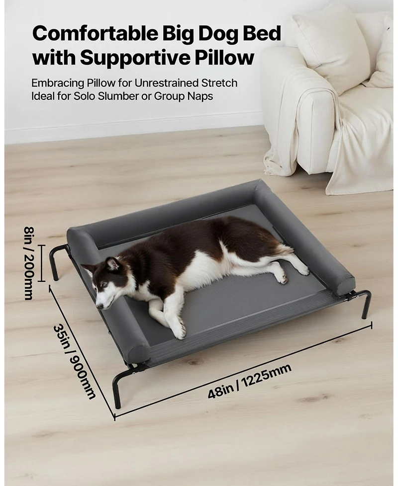 Gouun Elevated Dog Bed for Large Dogs with Washable Pillow and Breathable Mesh