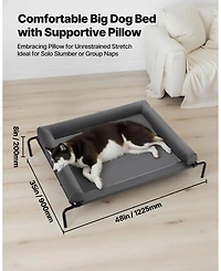 Gouun Elevated Dog Bed for Large Dogs with Washable Pillow and Breathable Mesh