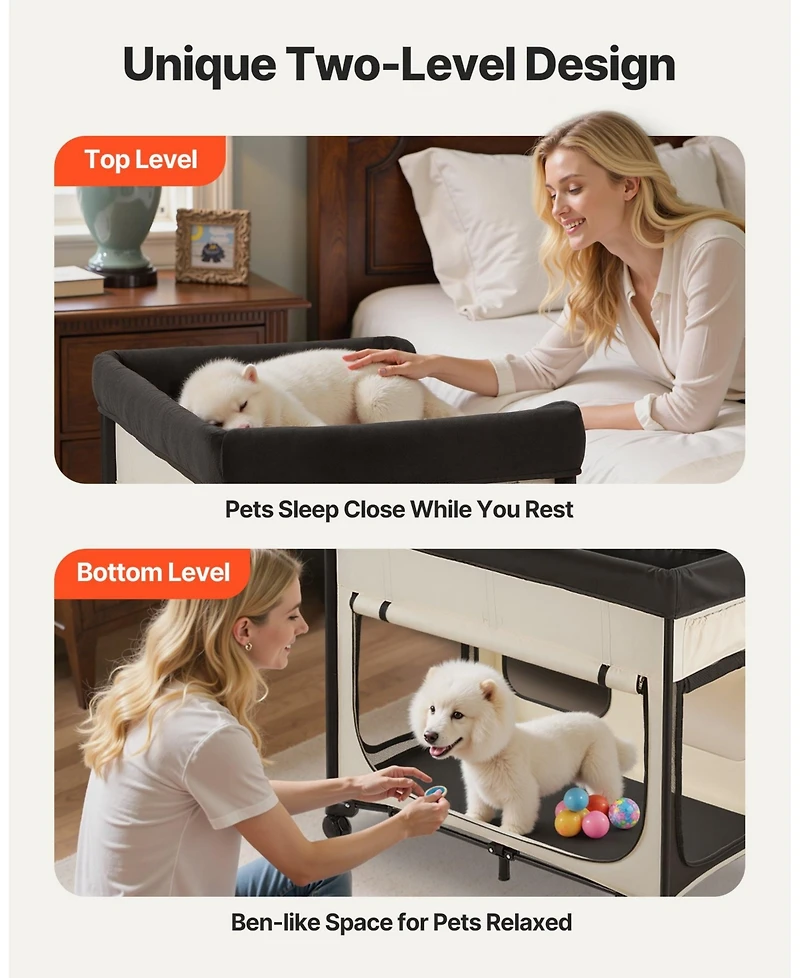 Gouun Elevated Foldable Pet Lounge Bed with Wheels and Carry Bag