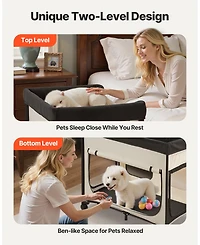 Gouun Elevated Foldable Pet Lounge Bed with Wheels and Carry Bag