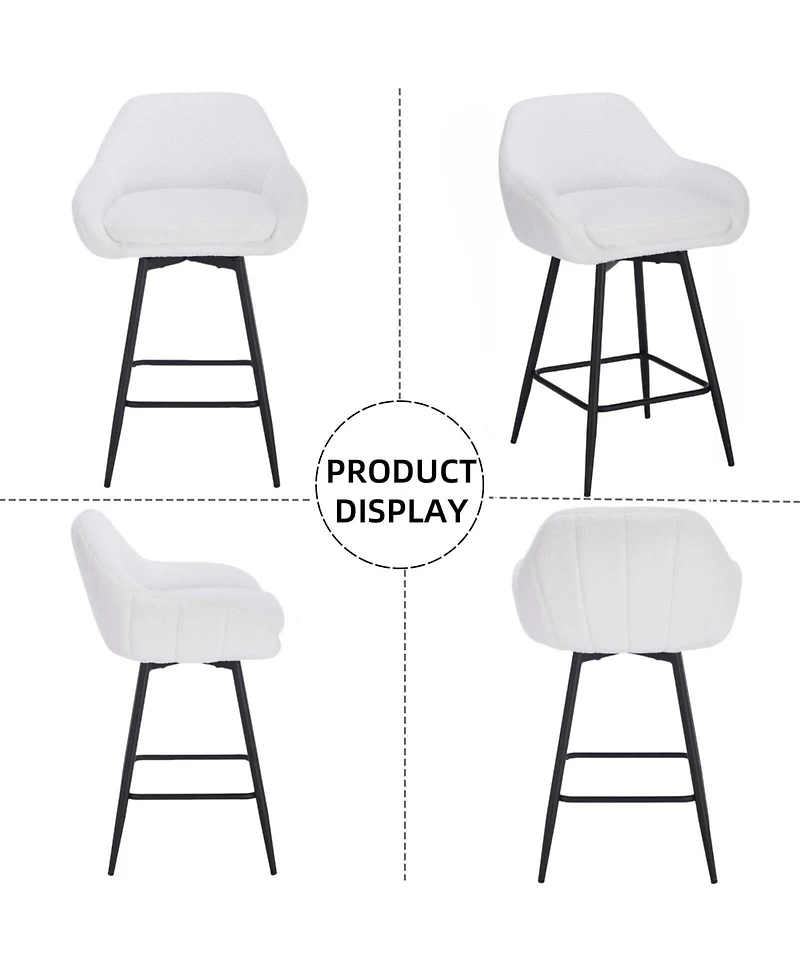 gaomon Counter Height Bar Stools Set of 2, 360degree Swivel Upholstered Barstools for Kitchen Island