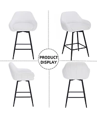 gaomon Counter Height Bar Stools Set of 2, 360degree Swivel Upholstered Barstools for Kitchen Island