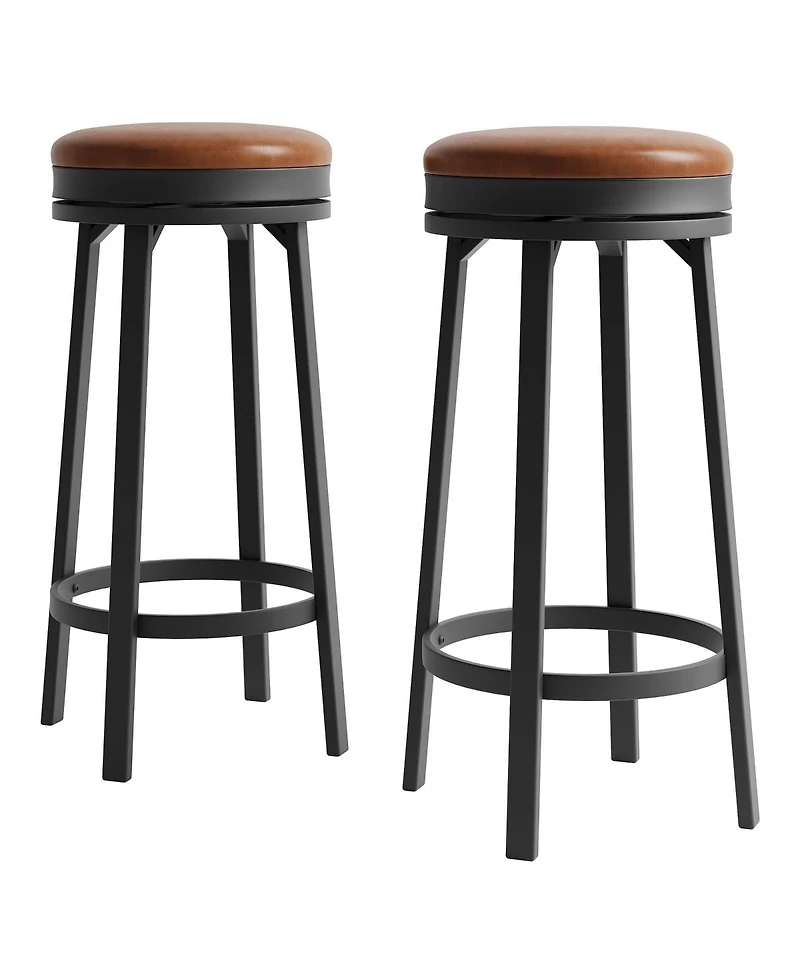gaomon Swivel Bar Stools Set of 2, Counter Height Backless Round Bar Stools with Footrest