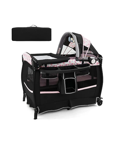Gouun Baby Portable 4-in-1 Pack and Play Nursery Center with Bassinet and Canopy