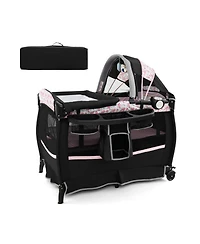 Gouun Baby Portable 4-in-1 Pack and Play Nursery Center with Bassinet and Canopy