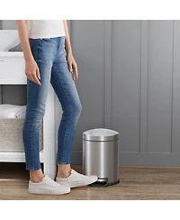 Mega Casa 5 Liter / 1.3 Gallon Stainless Steel Step Trash Can with Soft Close Lid for Bathroom, Office, Kitchen, Bedroom