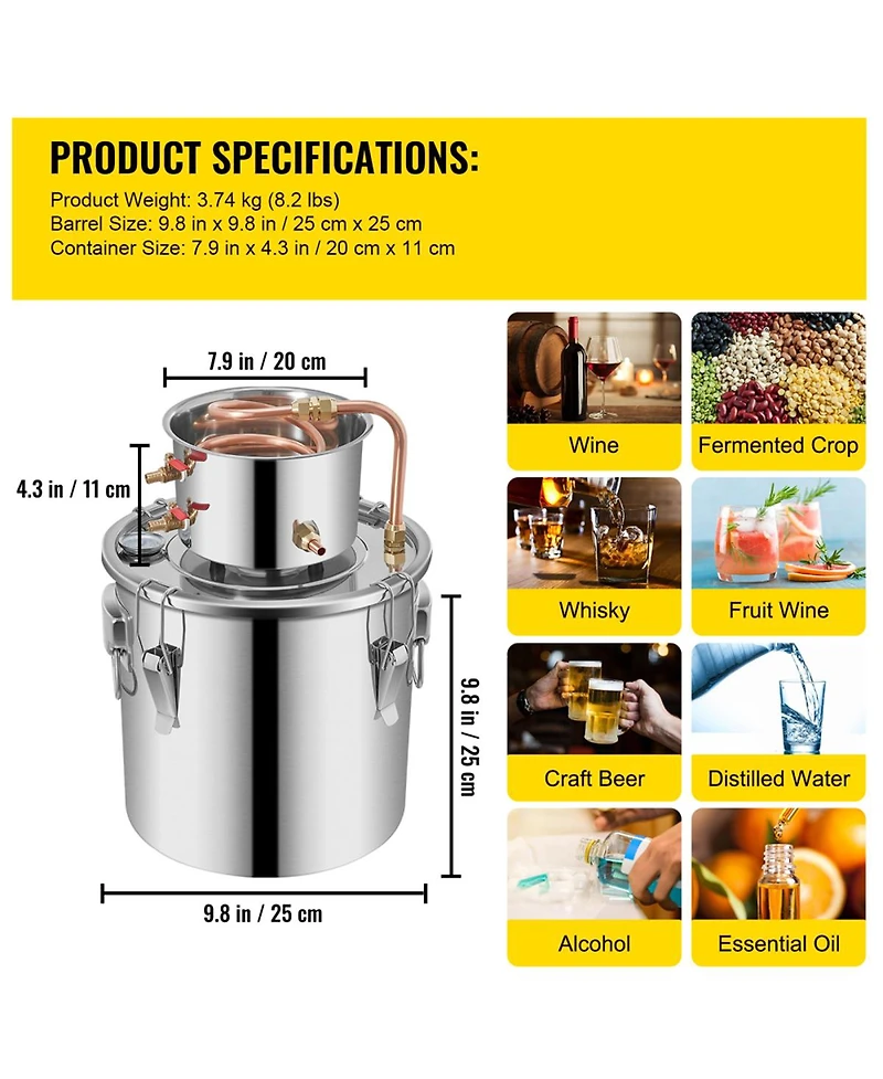 Yobtop 12L Water Alcohol Distiller