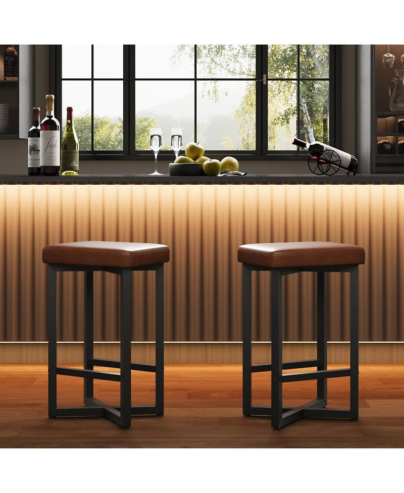 gaomon Dining Chair Bar Stools Set of 2 ,Counter Height Backless Barstools for Kitchen Dining Room