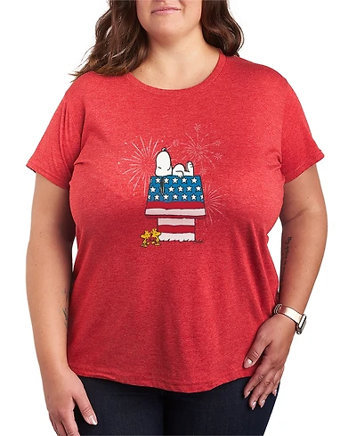 Hybrid Apparel Plus Peanuts Dog House Fireworks Short-Sleeve Graphic T-Shirt