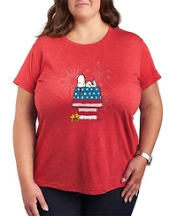 Hybrid Apparel Plus Peanuts Dog House Fireworks Short-Sleeve Graphic T-Shirt