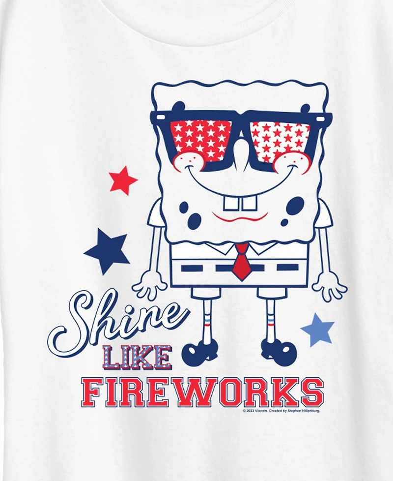 Hybrid Apparel Plus SpongeBob Square Pants Shine Like Fireworks Short-Sleeve Graphic T-Shirt