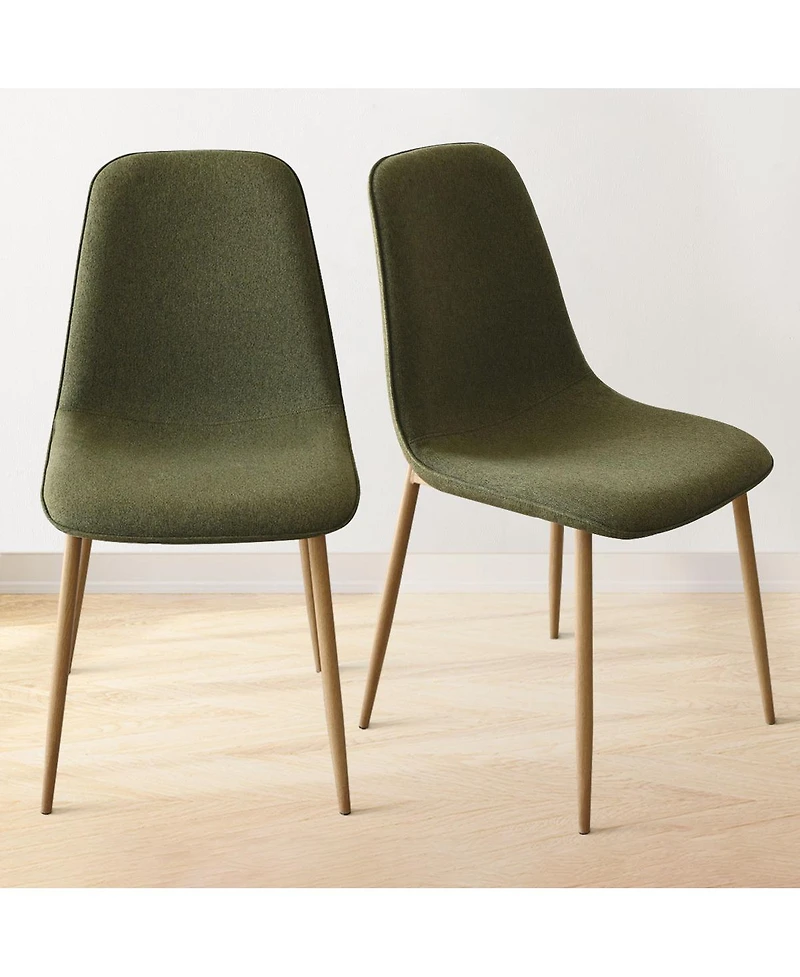 Maison Boucle 19.5" Seat Height Linen Dining Side Chairs Set of 2, Wood-Look Legs
