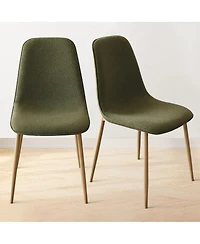 Maison Boucle 19.5" Seat Height Linen Dining Side Chairs Set of 2, Wood-Look Legs