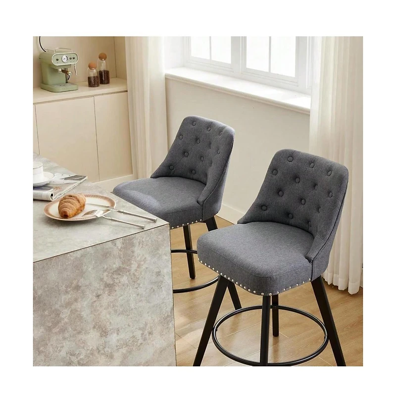 gaomon Dining Chair Bar Stools Set Of 2. Modern Swivel Counter Height Bar Stools for Kitchen Dining Room