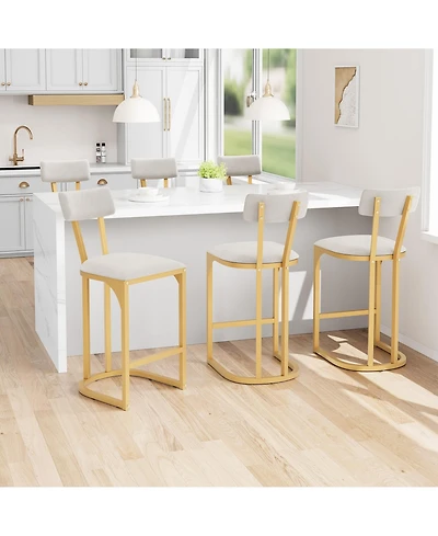 gaomon Set of Counter Height Metal Bar Stools with Upholstered Back