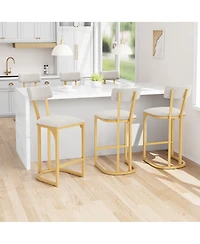 gaomon Set of Counter Height Metal Bar Stools with Upholstered Back