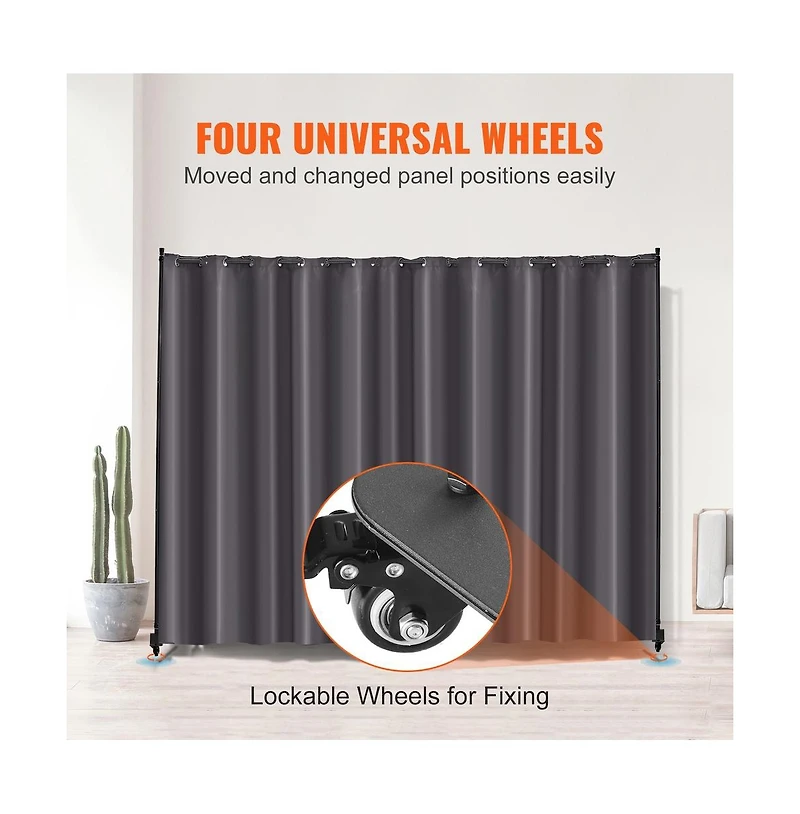 Sugift Portable Panel Room Divider with Wheels, Freestanding Curtain Privacy Screen for Office Bedroom Study