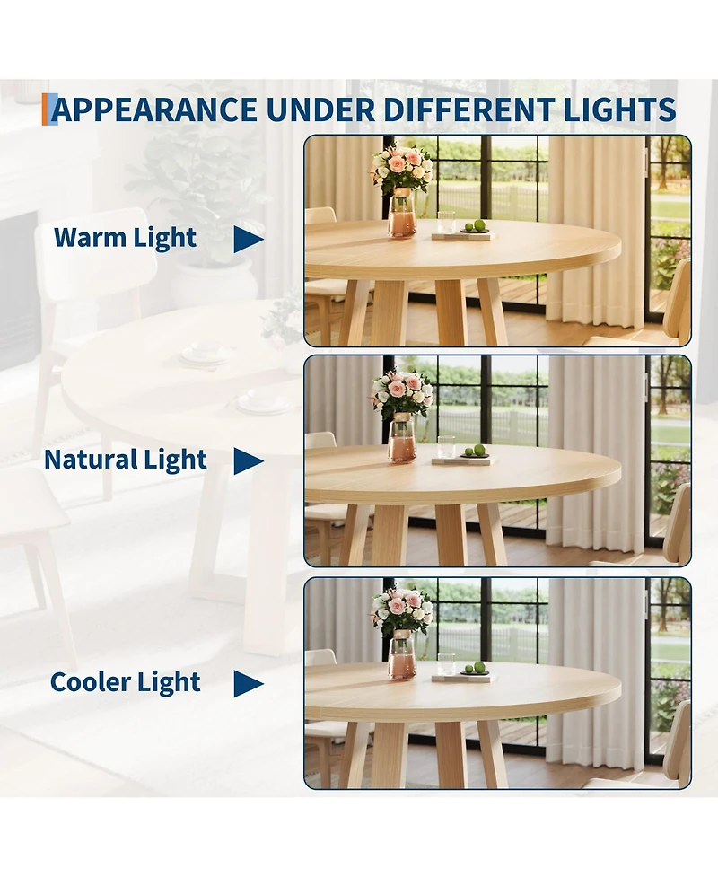 gaomon 4-6 Person Round Farmhouse Dining Table with Pedestal